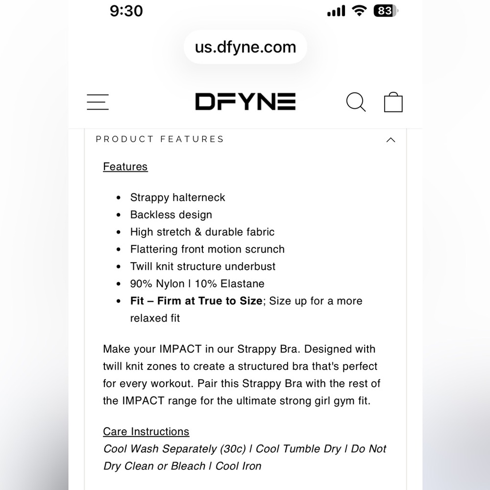 DFYNE Impact Women's Sports Bra Strappy Halter neck - Picture 6 of 6